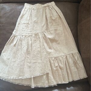 Cream Tiered A-Line Maxi Skirt for Casual Wear